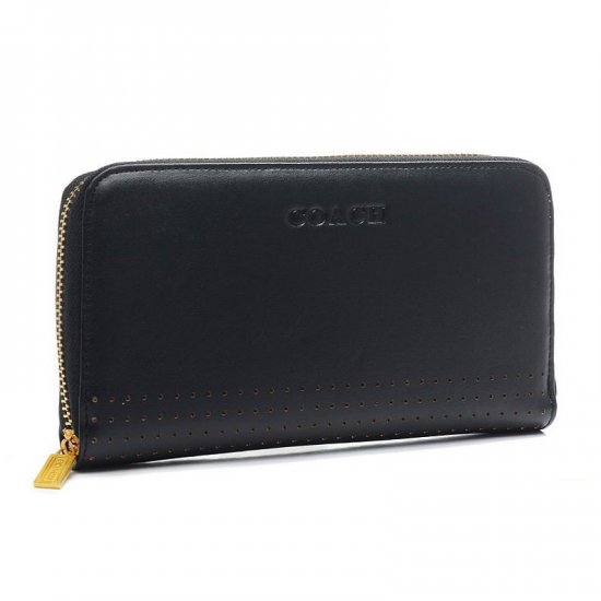 Coach Madison Perforated Large Black Wallets BWA | Coach Outlet Canada